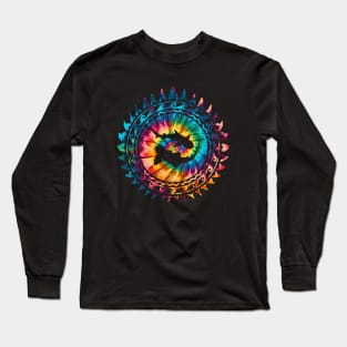 Zebra shark and Whitetip Shark Rainbow Tie Dye Long Sleeve T-Shirt